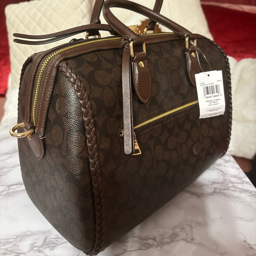 Rowan Large Satchel Bag In Signature Canvas With Fringe